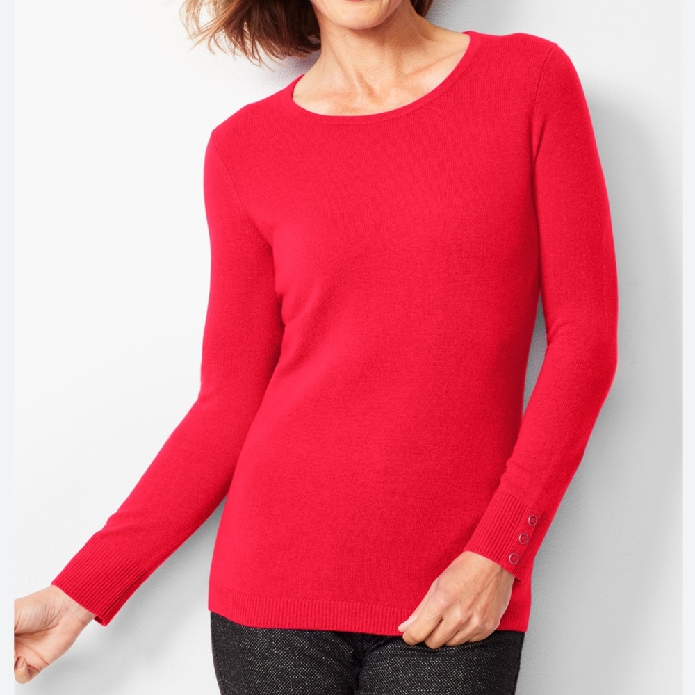 NWT Talbots 100% Cashmere Crewneck Long Sleeve Sweater Melon Pink M $169